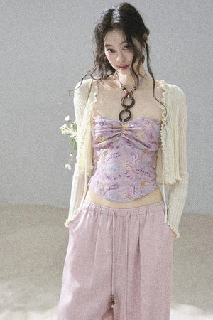 Monet's Water Lilies Embroidered Top