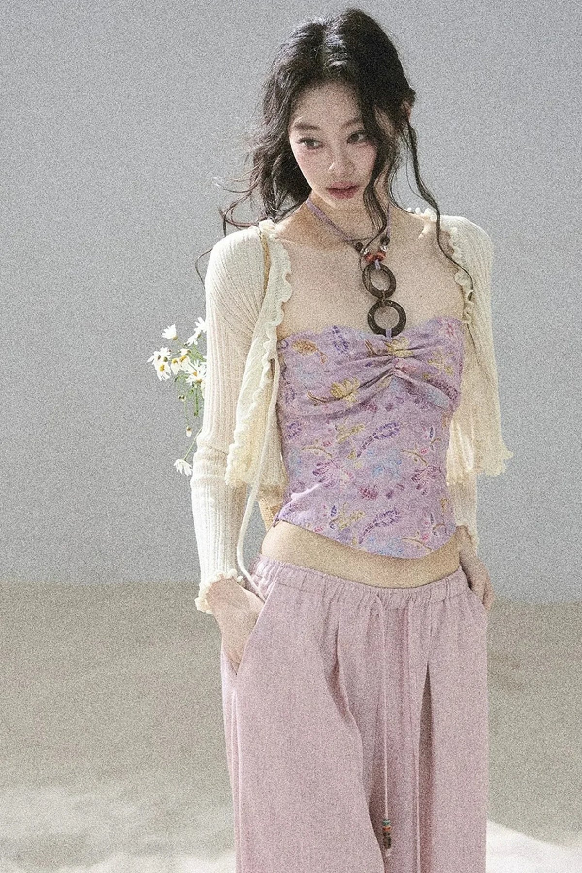 Monet's Water Lilies Embroidered Top
