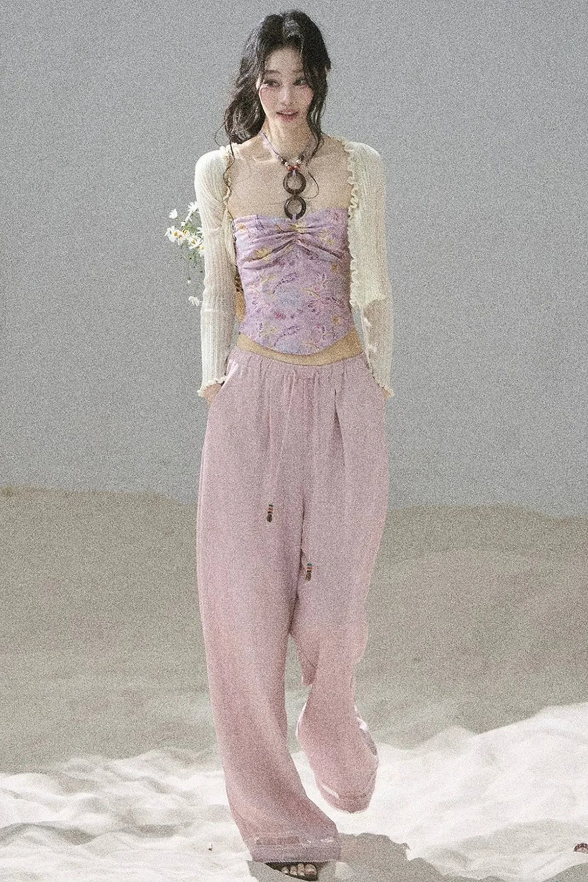 Monet's Water Lilies Embroidered Top