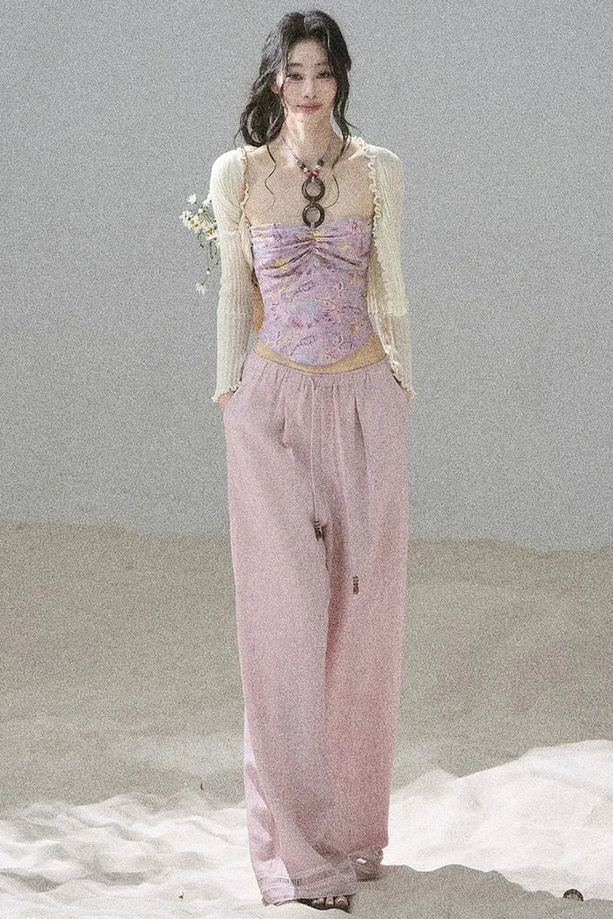 Monet's Water Lilies Embroidered Top
