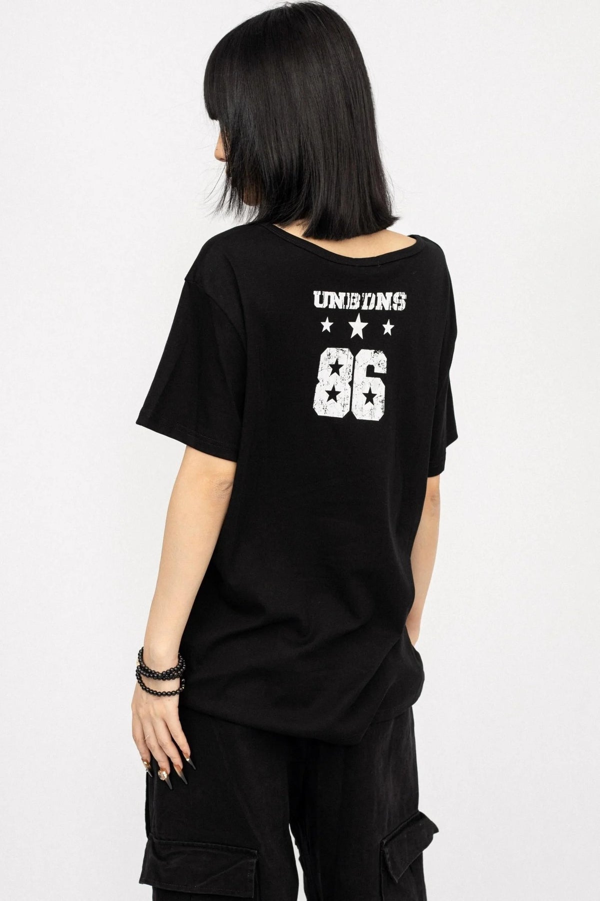 Monogram Black Off-the-Shoulder T-Shirt