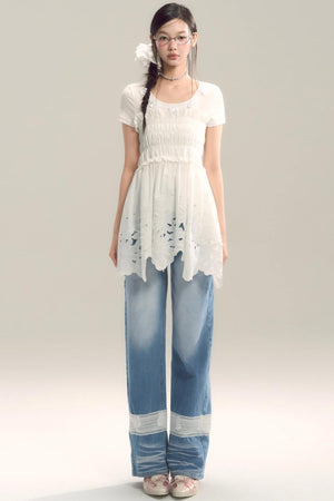 Moody Blue Cutout Jeans