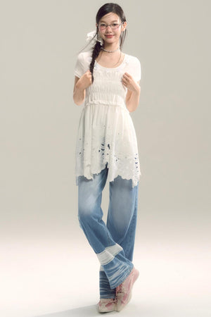 Moody Blue Cutout Jeans