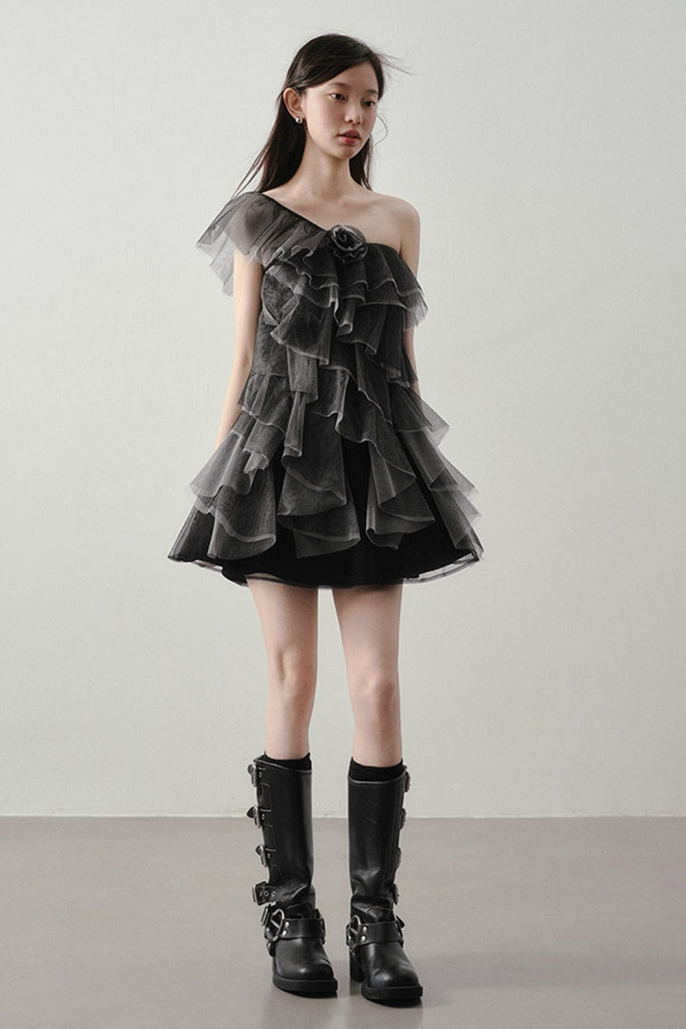 Moonlight Gray Mesh Dress