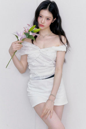 Moonlight Jacquard One-Shoulder Top Set-Up
