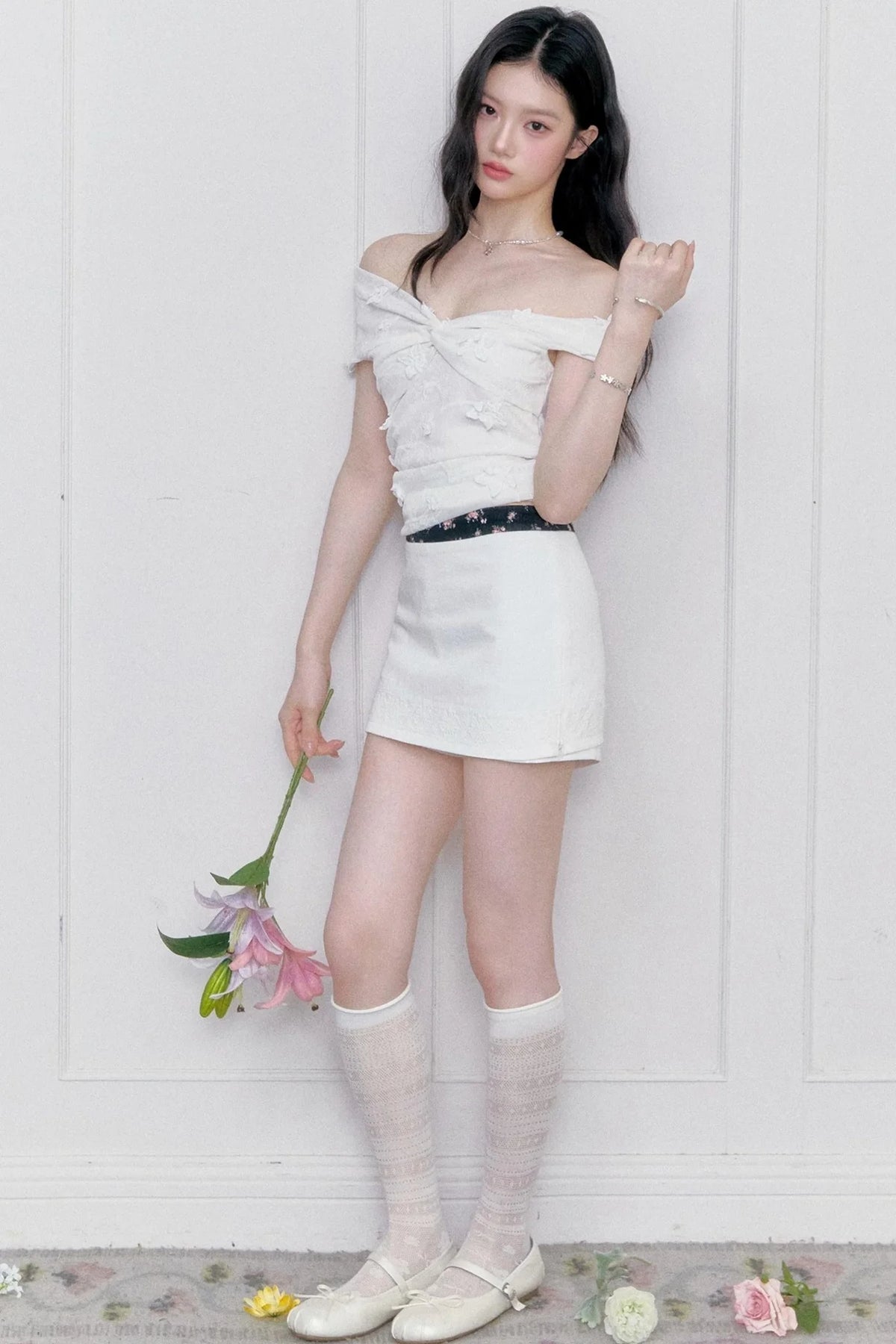 Moonlight Jacquard One-Shoulder Top Set-Up