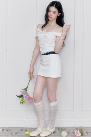 Moonlight Jacquard One-Shoulder Top Set-Up