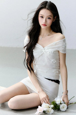 Moonlight Jacquard One-Shoulder Top Set-Up