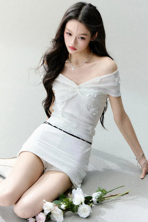Moonlight Jacquard One-Shoulder Top Set-Up