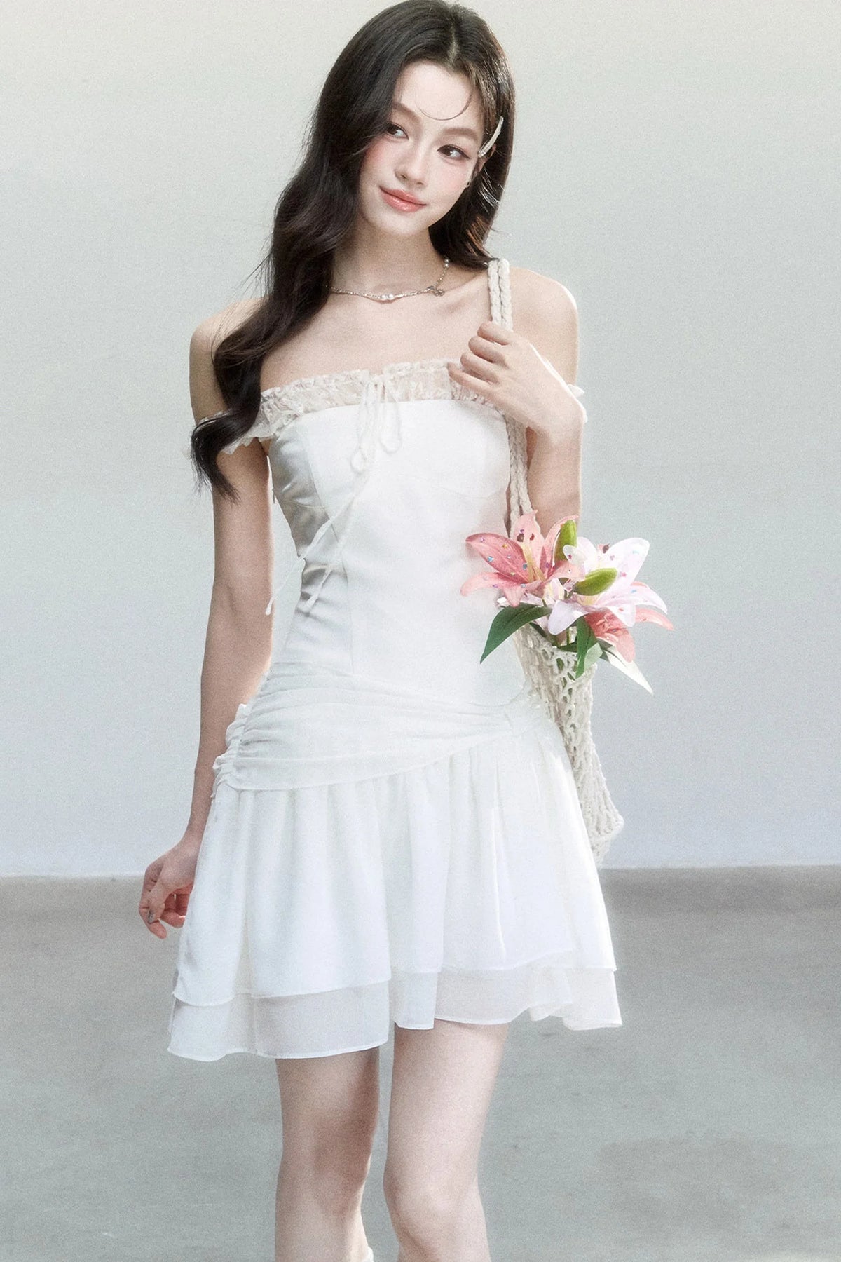 Moonlight Lace One-Shoulder Dress