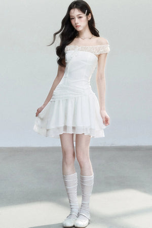 Moonlight Lace One-Shoulder Dress