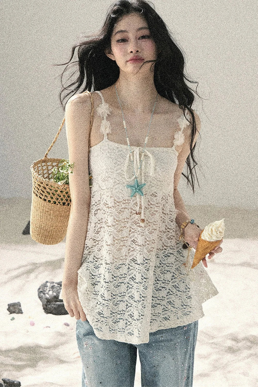 Morning Mist Lace Camisole Top