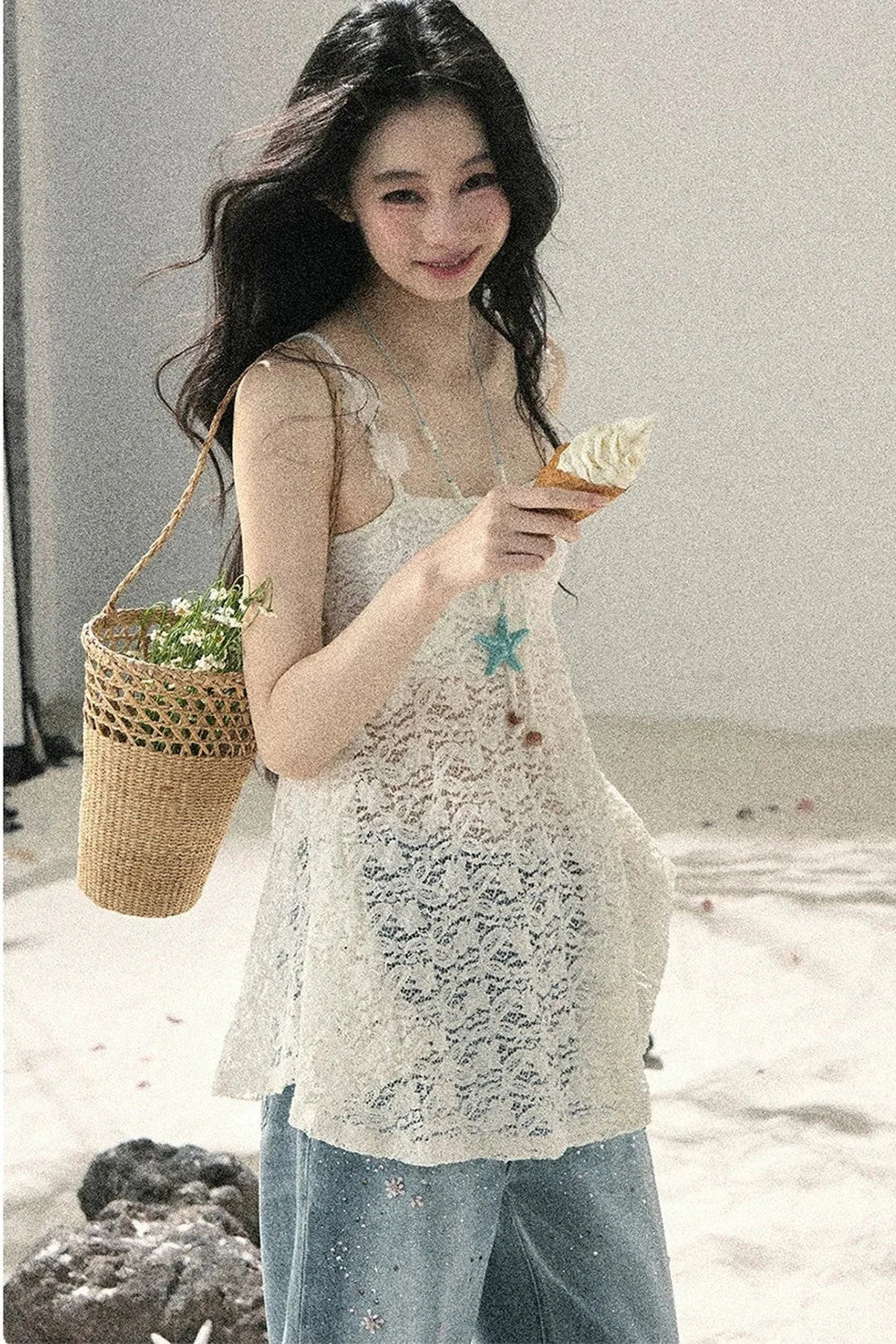 Morning Mist Lace Camisole Top