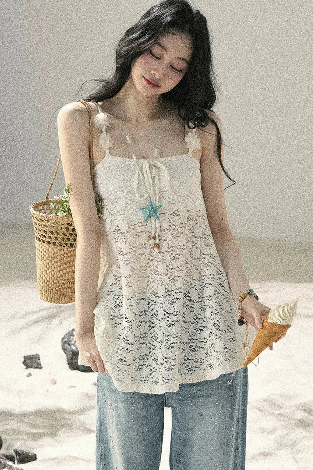Morning Mist Lace Camisole Top