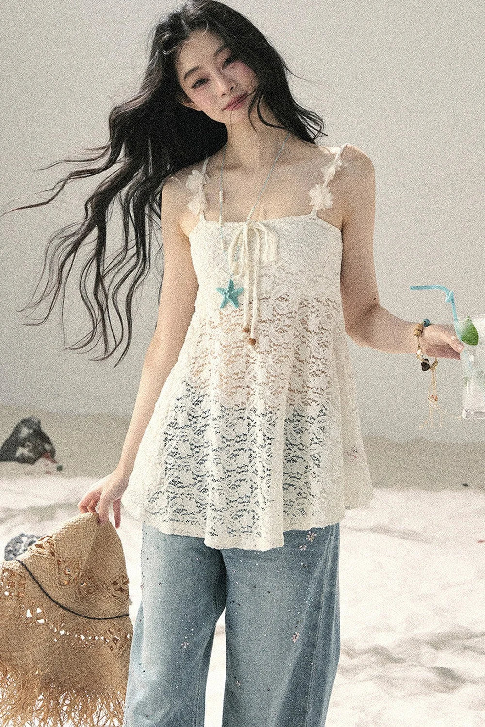 Morning Mist Lace Camisole Top