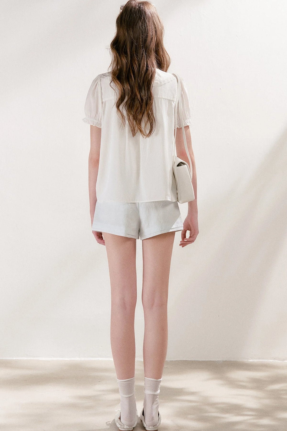 Mulberry Silk Lace Ruffle V-Neck Top