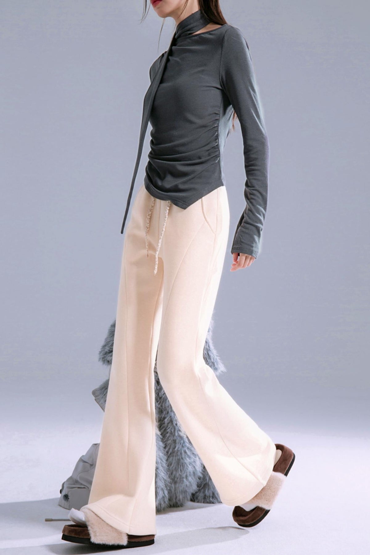 Mulberry Silk & Wool Bootcut Pants