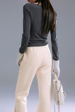 Mulberry Silk & Wool Bootcut Pants