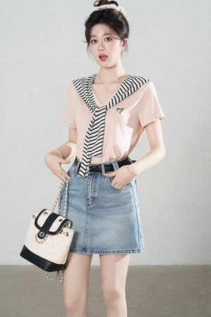 Multi-Color Shawl T-Shirt Set-Up