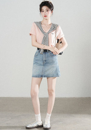 Multi-Color Shawl T-Shirt Set-Up