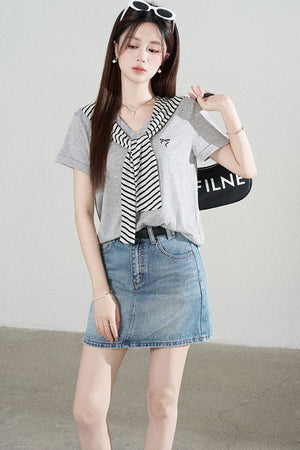 Multi-Color Shawl T-Shirt Set-Up