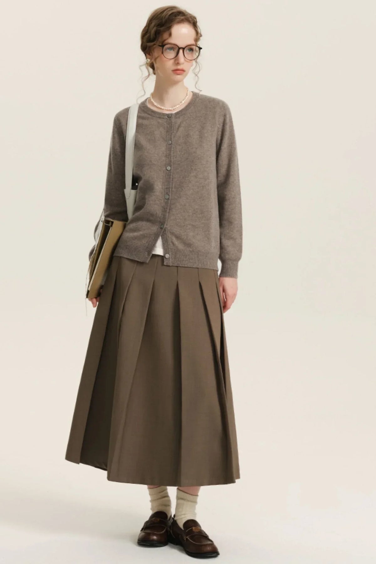 Multi Color Wool Crewneck Cardigan