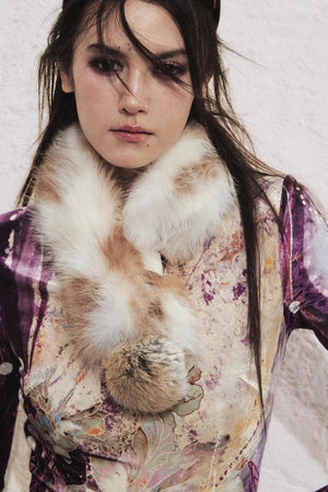 Multi-Colored Fur Ball Scarf