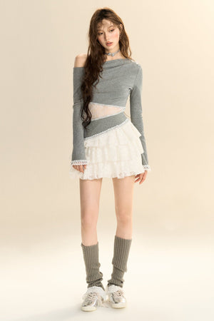 Multi-Layered Lace Ruffled Cake Skirt