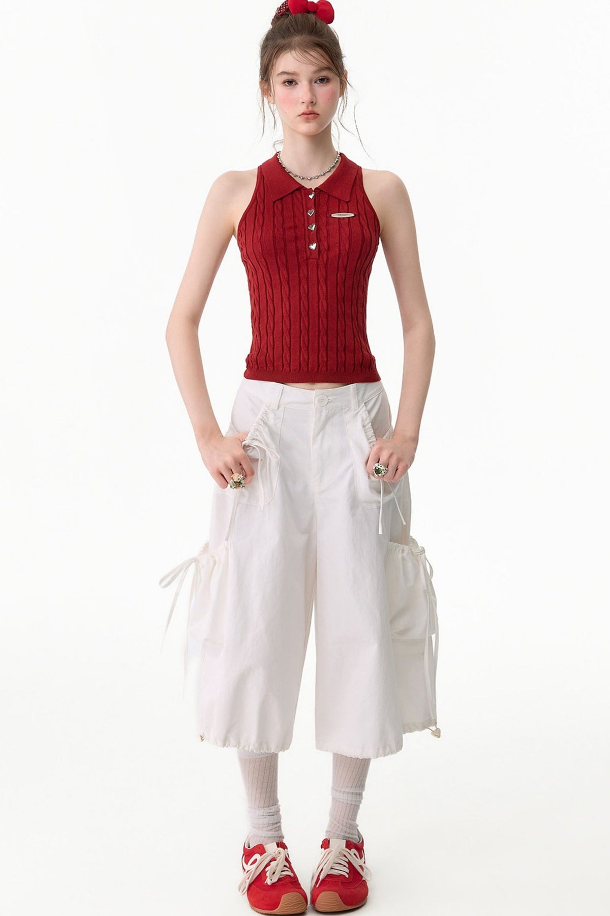 Multi-Pocket High-Waisted Wide-Leg Cargo Pants
