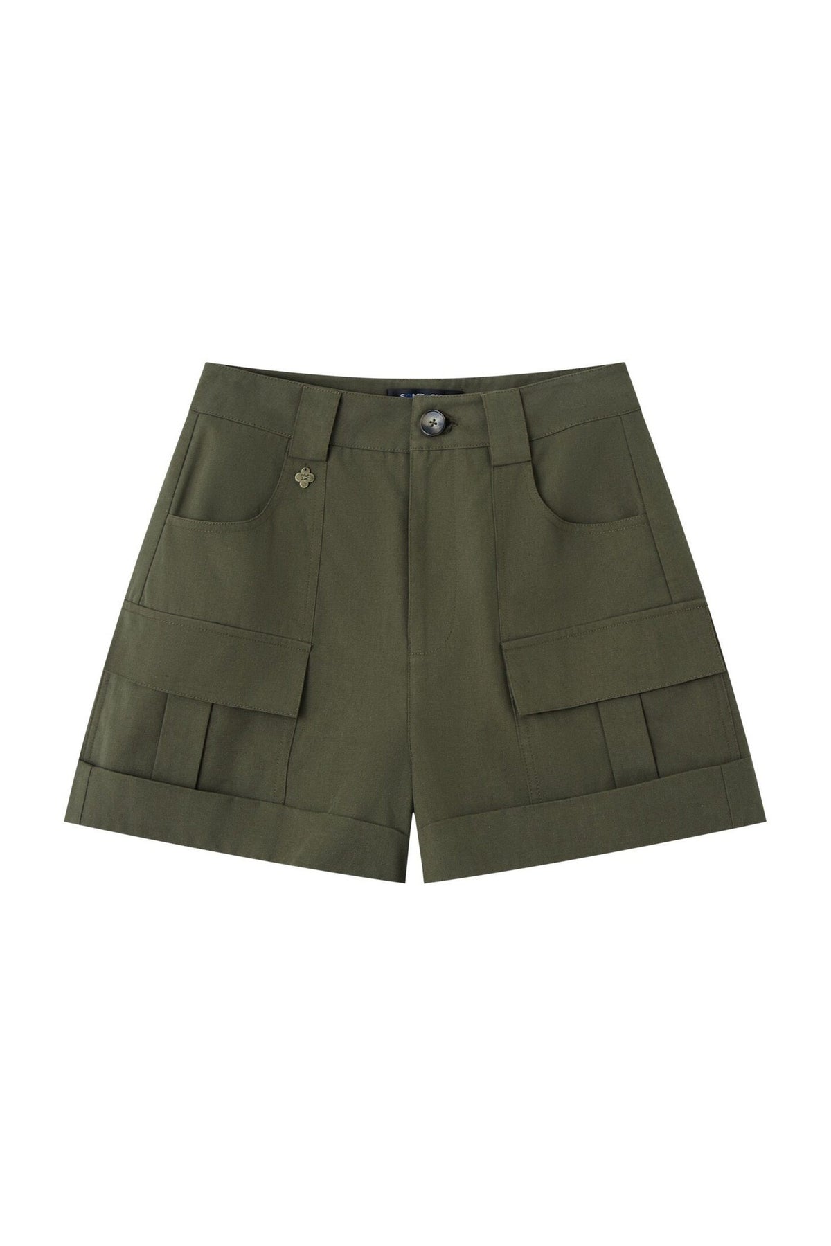 Multi-Pocket Rolled Hem Cargo Shorts