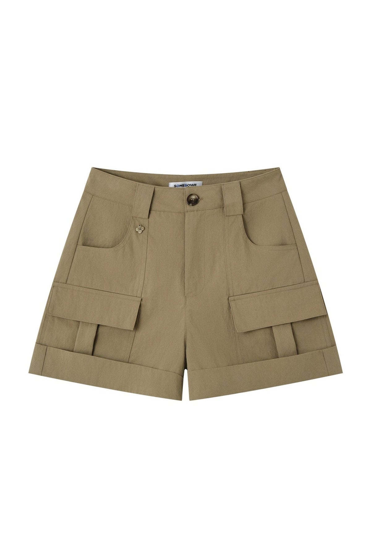 Multi-Pocket Rolled Hem Cargo Shorts