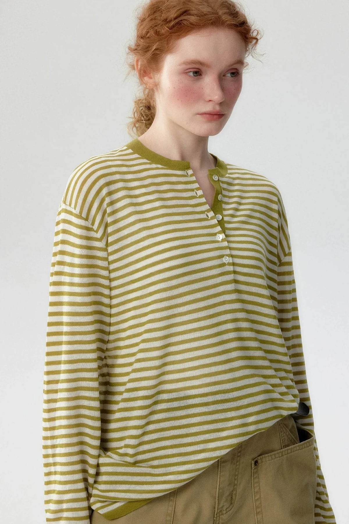 Mustard Striped Knit T-shirt