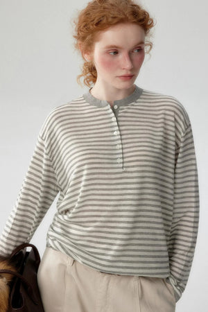Mustard Striped Knit T-shirt