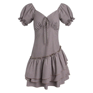 Nap Check Beveled V-Neck Cinched Waist Dress
