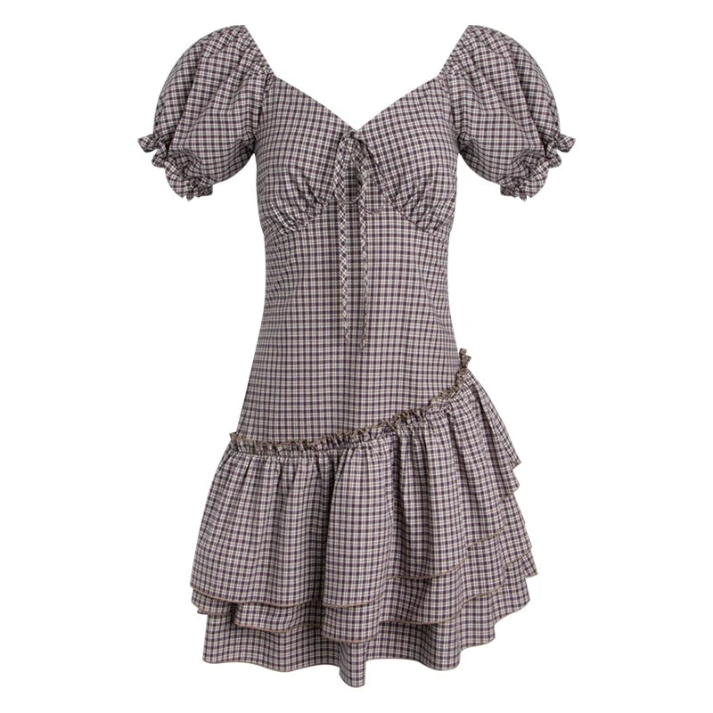 Nap Check Beveled V-Neck Cinched Waist Dress