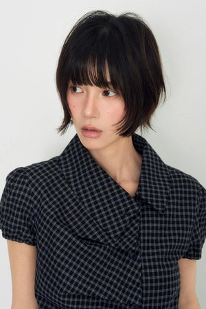 Nap Plaid Shirt & Pleated Skirt Set-Up