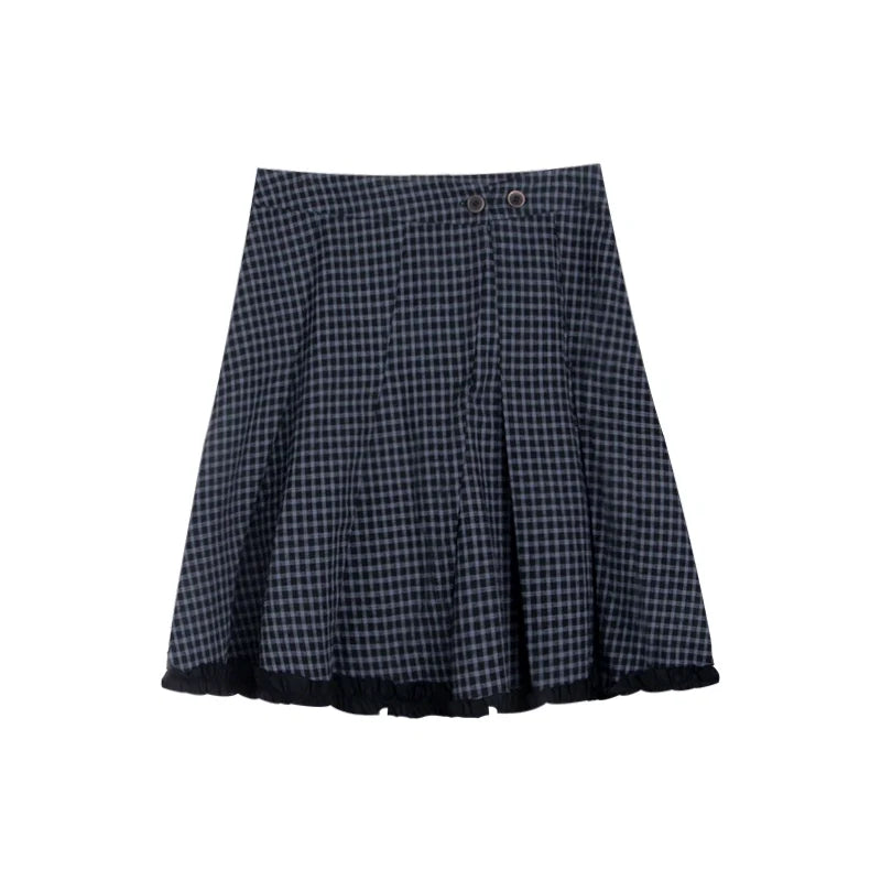 Nap Plaid Shirt & Pleated Skirt Set-Up