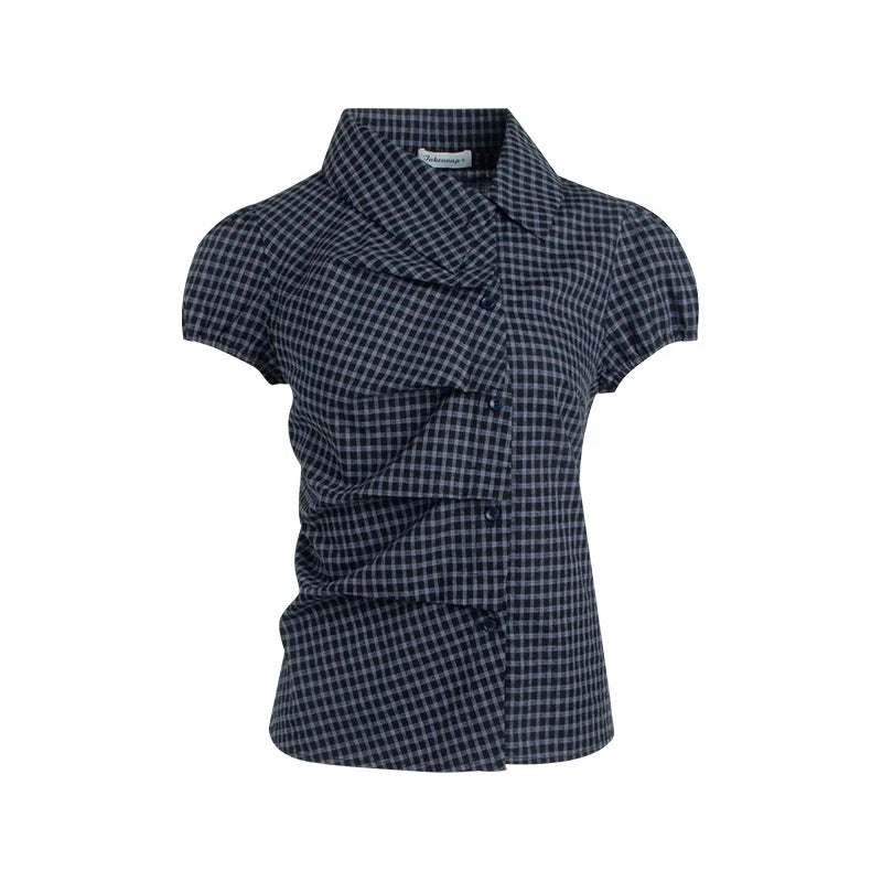 Nap Plaid Shirt & Pleated Skirt Set-Up