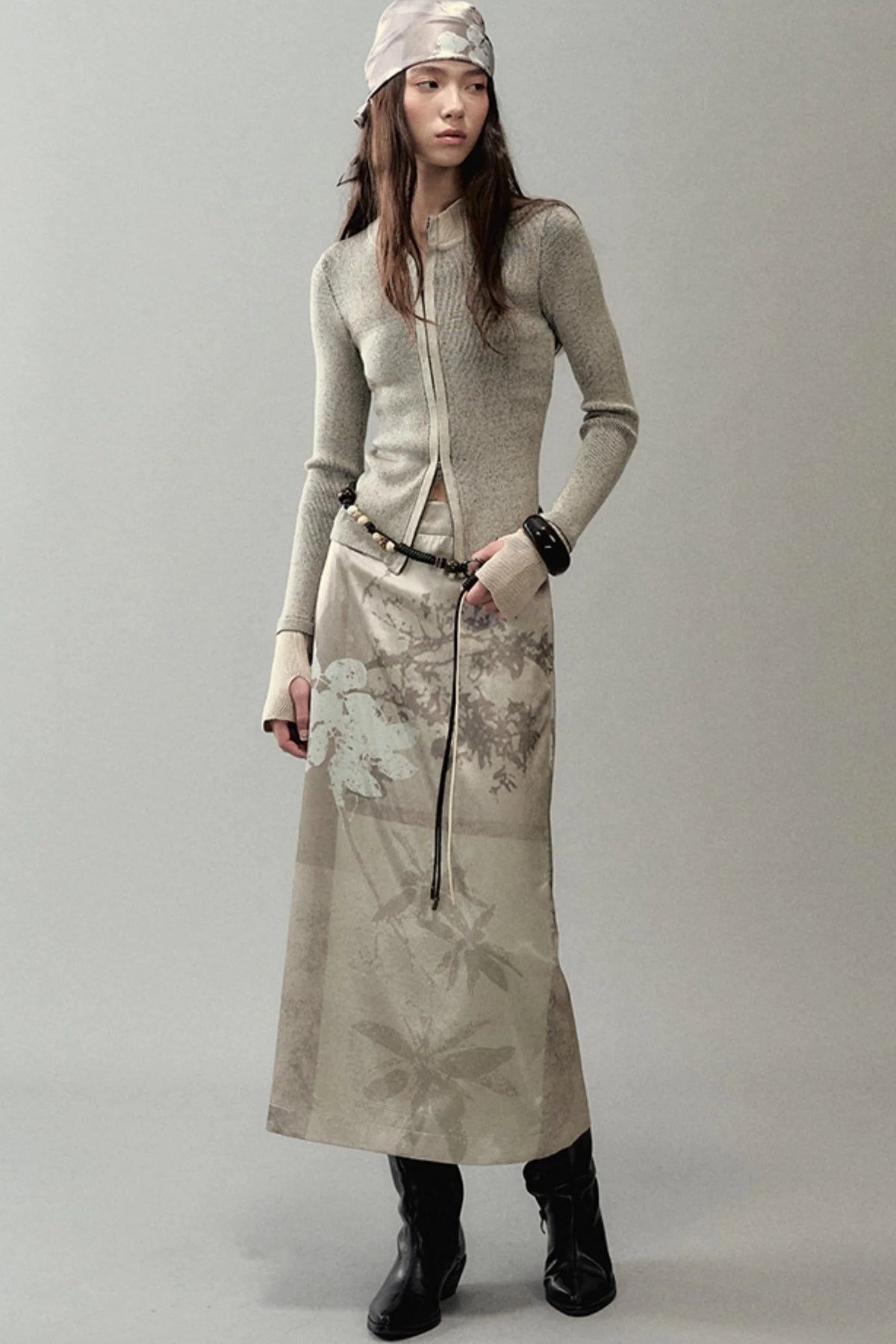 National Style Shadow Print Skirt