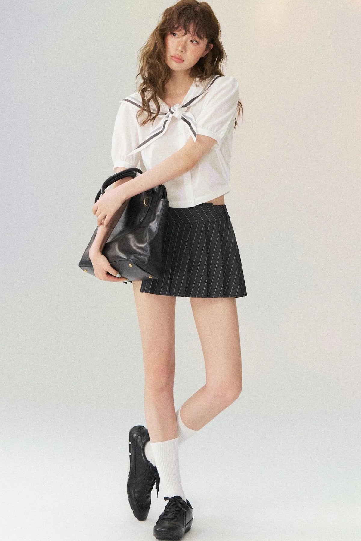 Nautical Sailor Collar Short Sleeve Shirt