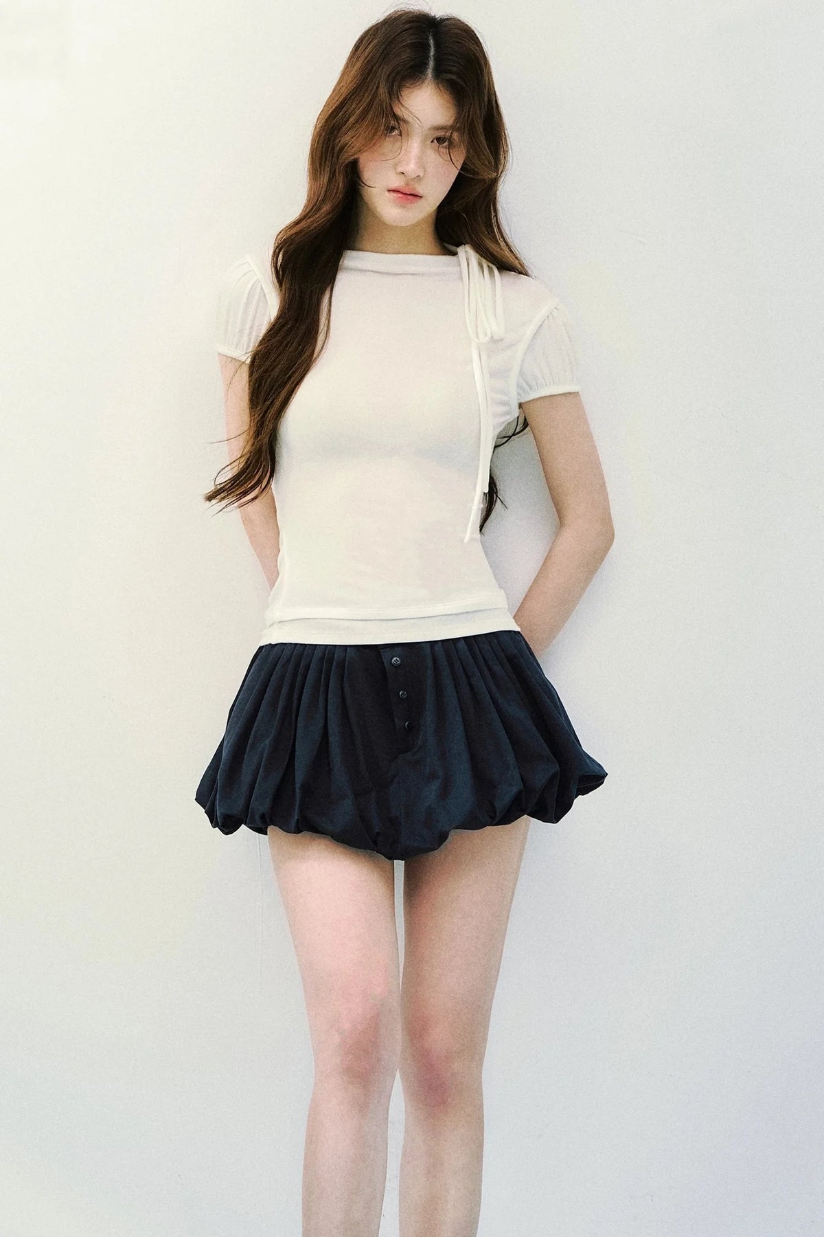 Navy Blue Pleated Skirt