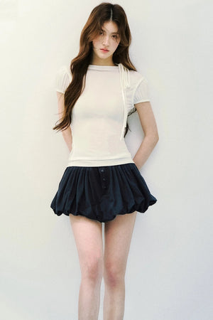 Navy Blue Pleated Skirt