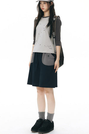 Navy Blue Pocket Sweat Skirt