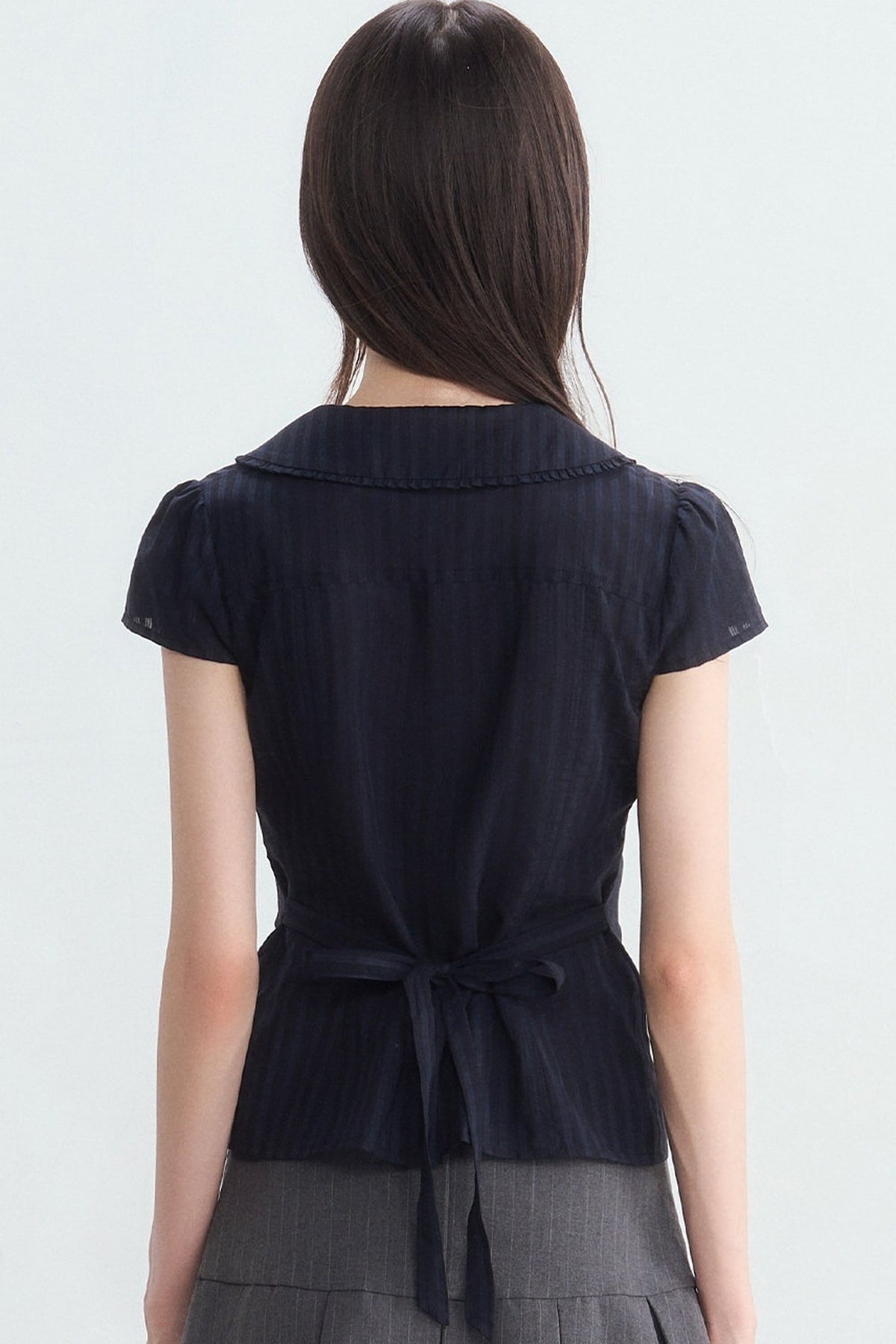Navy Blue Vertical Stripe Shirt Set-Up
