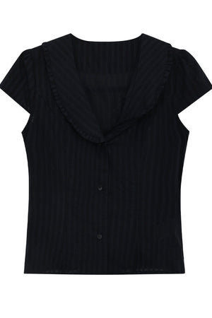 Navy Blue Vertical Stripe Shirt Set-Up