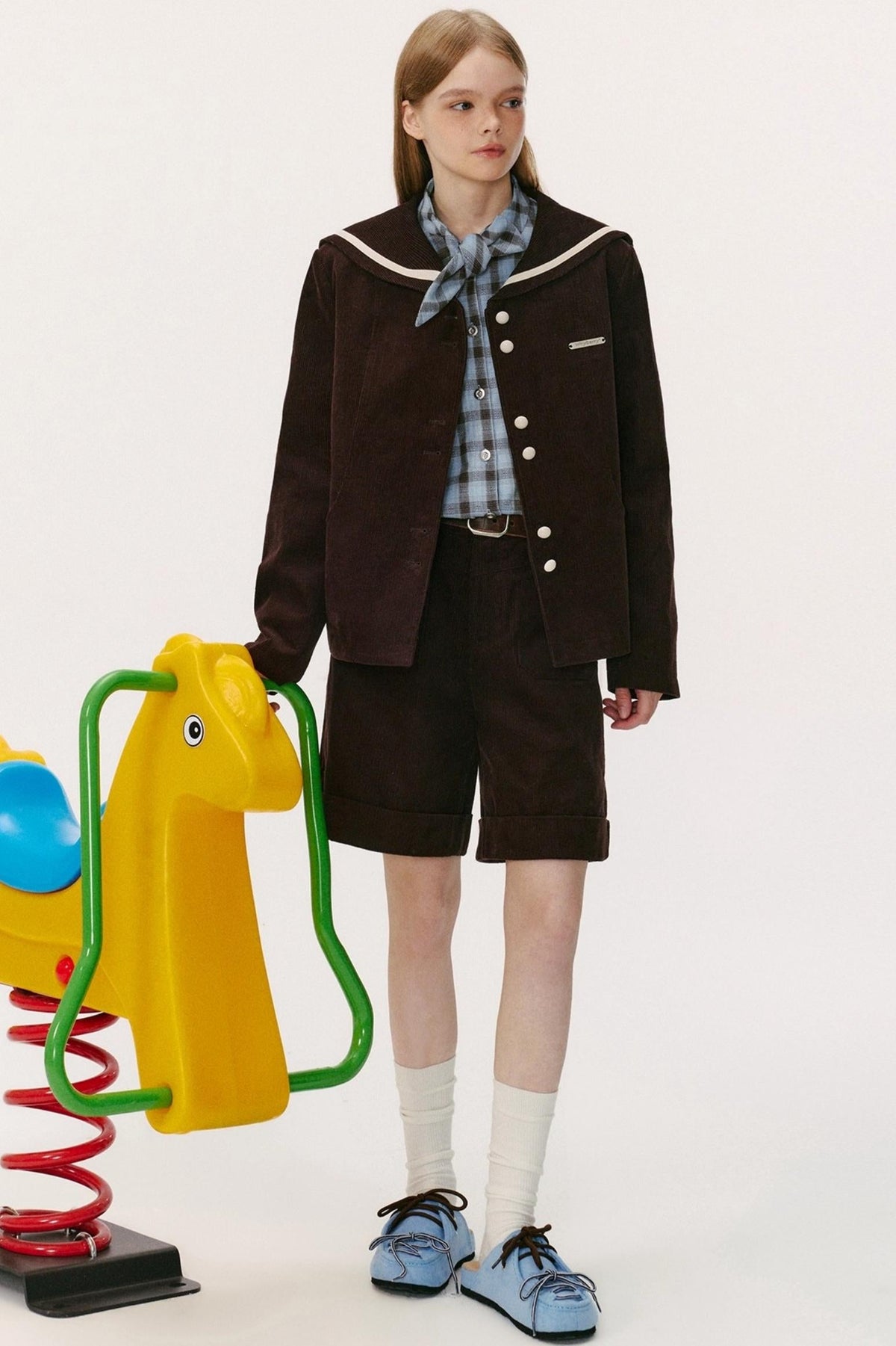 Navy Collar Corduroy Jacket