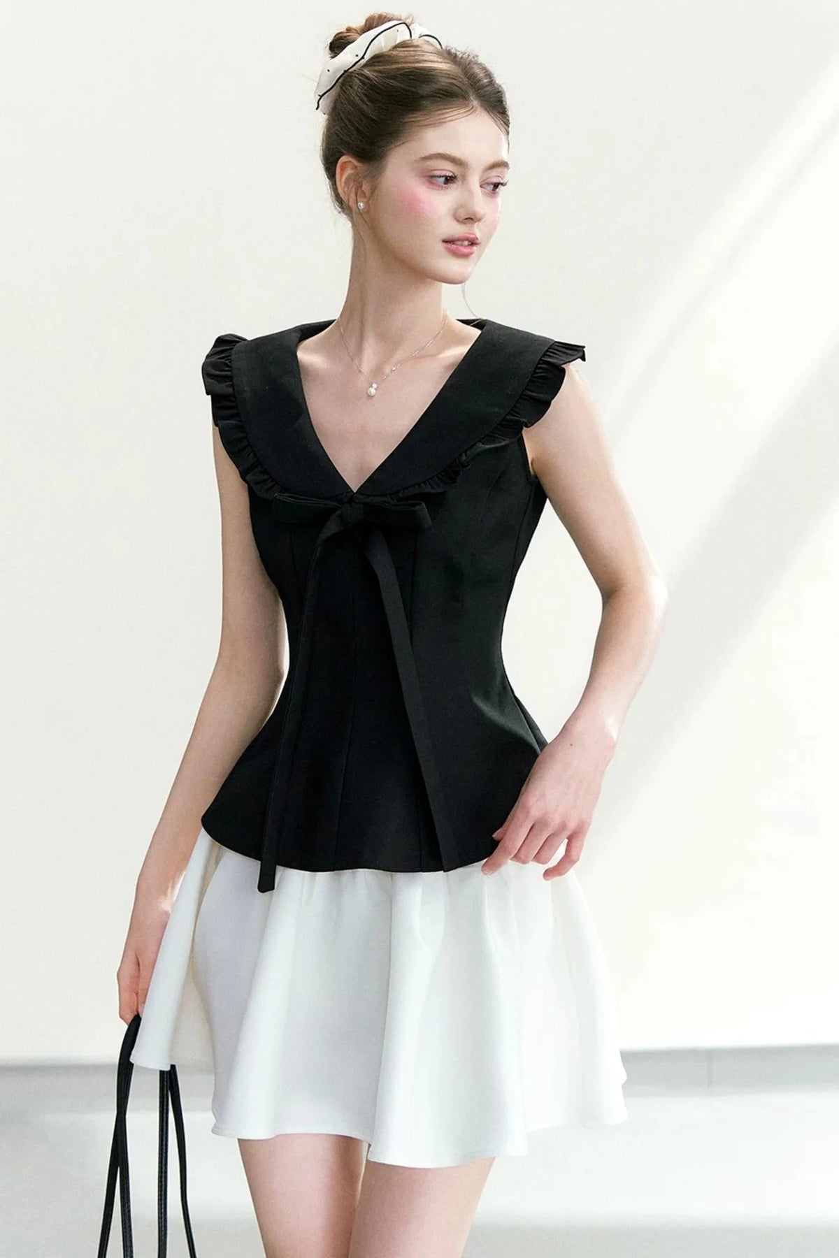 Navy Doll Collar Vest Set-Up