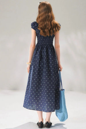 Navy Floral Tie-Up Dress