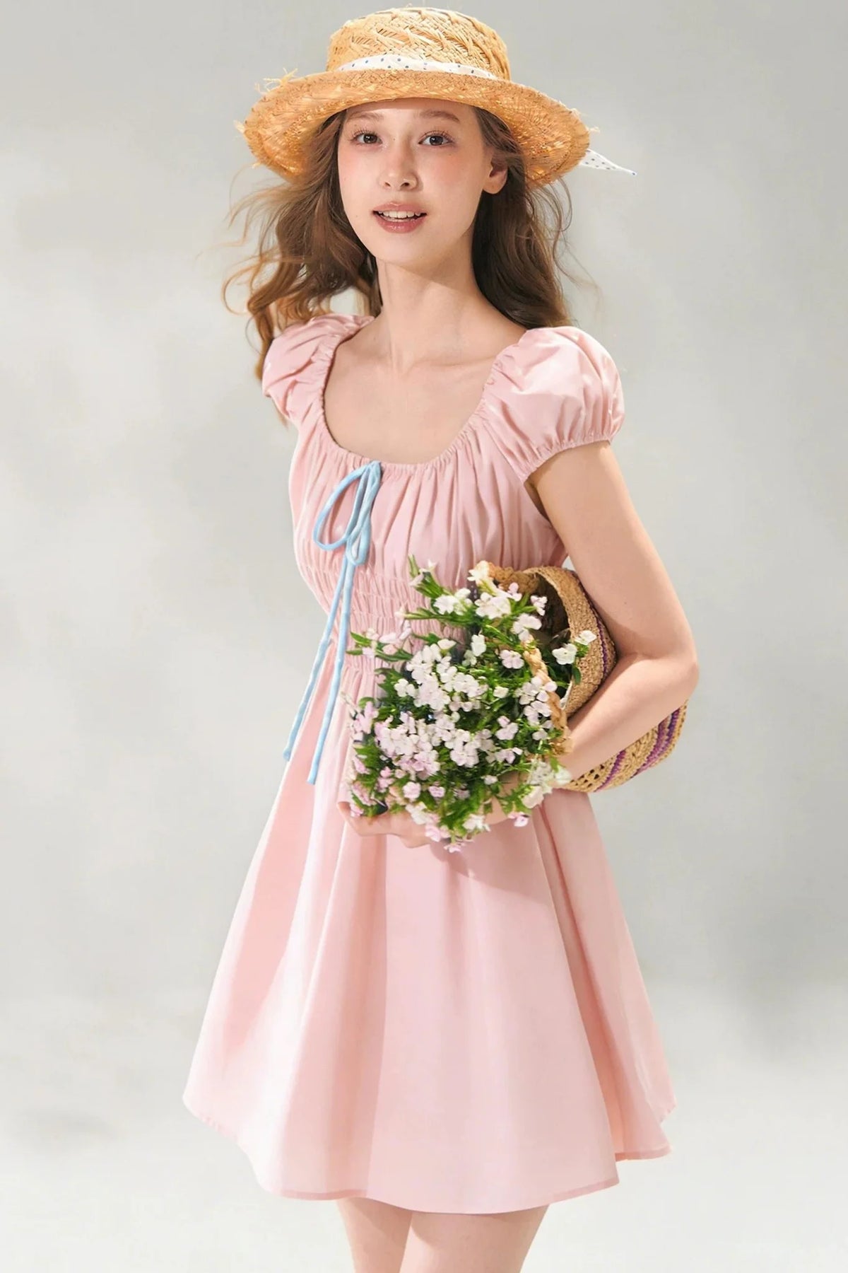Navy Floral Tie-Up Dress