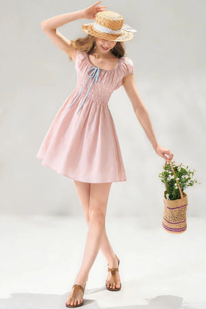 Navy Floral Tie-Up Dress